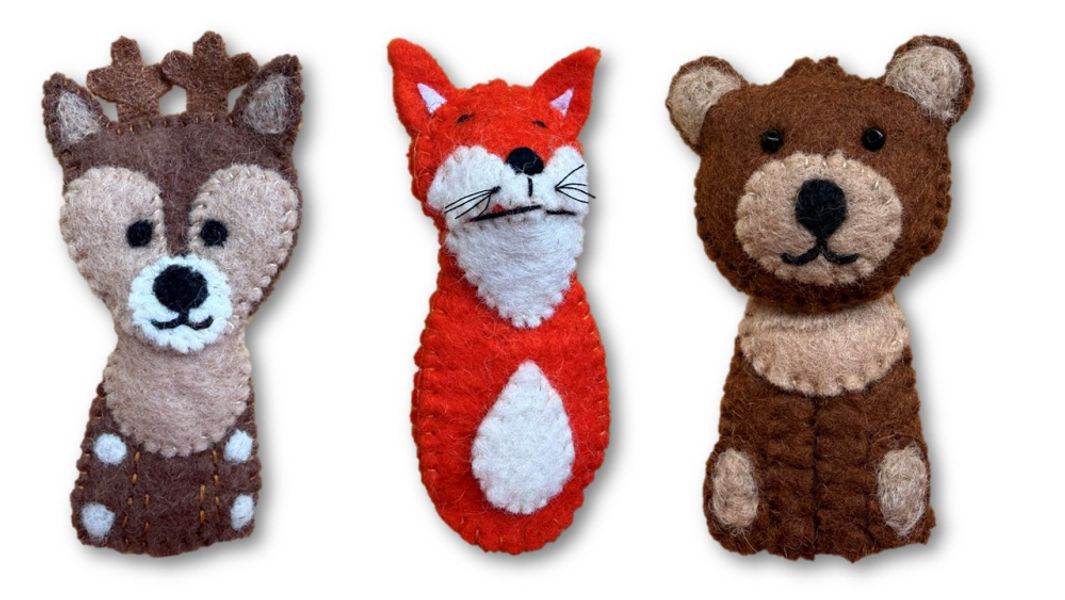 Enkle fingerdukker med morsomme dyr